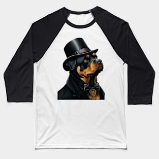 Rottweiler Funny Top Hat Baseball T-Shirt